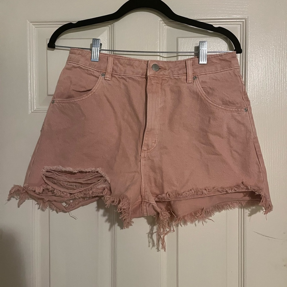 Women's Rollas High-Rise Distressed Denim Shorts - Pink